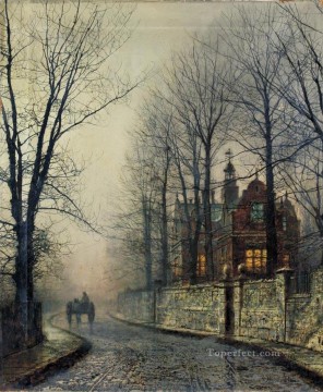 11月 月明かりの街のシーン ジョン・アトキンソン・グリムショー Oil Paintings